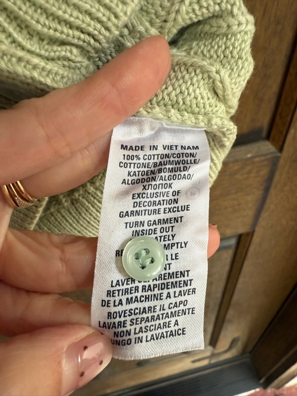 Ralph Lauren light green Cable-Knit Short-Sleeve Cardigan Size L - Picture 4 of 5